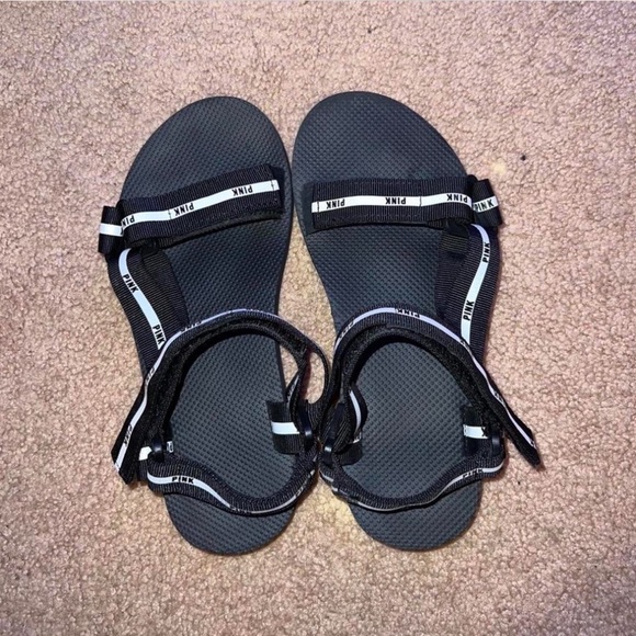 Victoria's Secret Black & White Sandals with Adjustable Straps - Picture 4 of 4